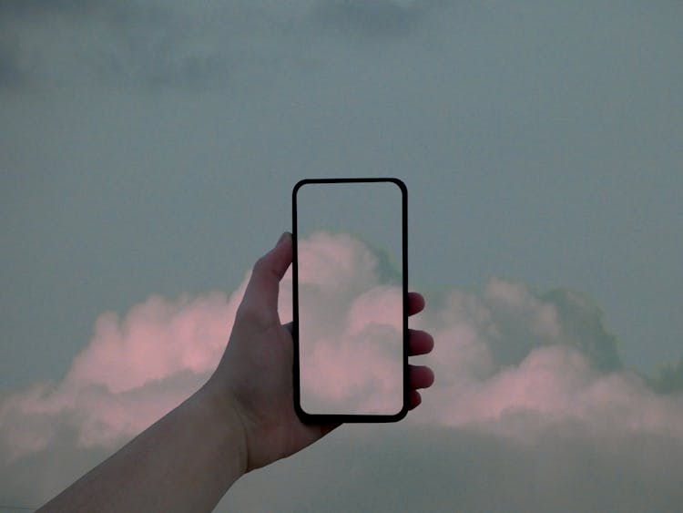 Image Of Clouds On Smartphone Screen