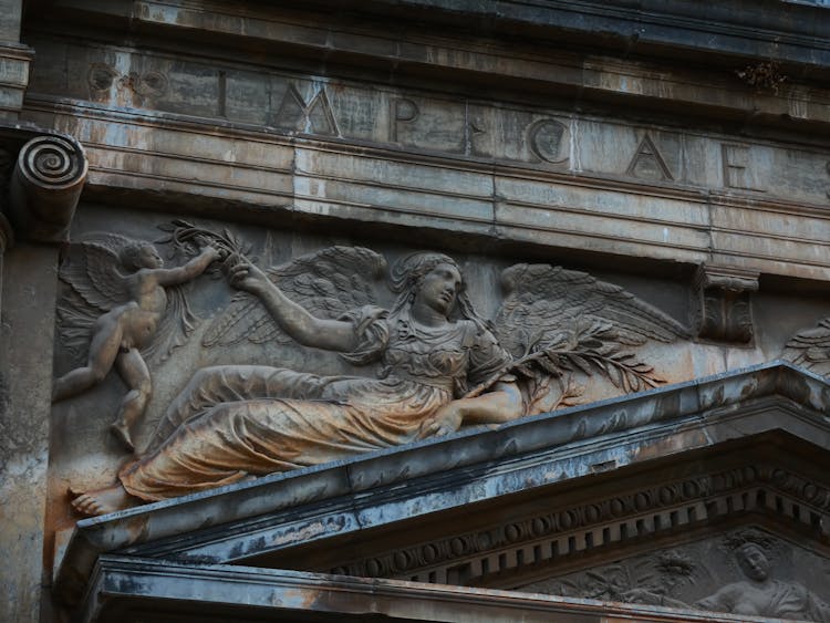 Bronze Relief Above Entrance To Ancient Roman Building