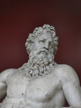 Close-up of the Tiber River God marble sculpture showcasing intricate details.