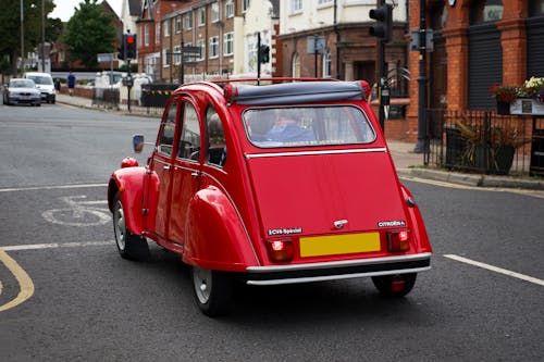 Classic Red Citroen Car on the Road