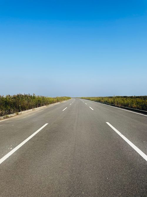 Free Straight open road under a clear blue sky in Lvjuhe Town, Tianjin. Stock Photo
