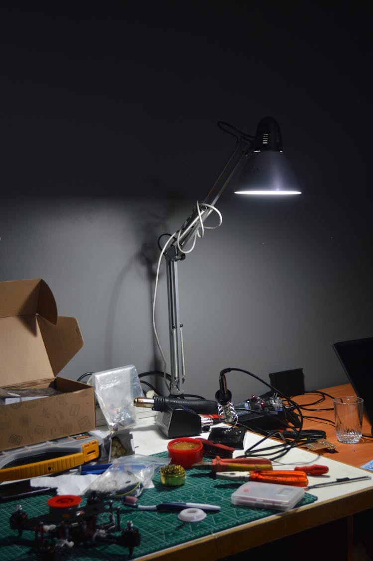 Illuminated Lamp On The Table