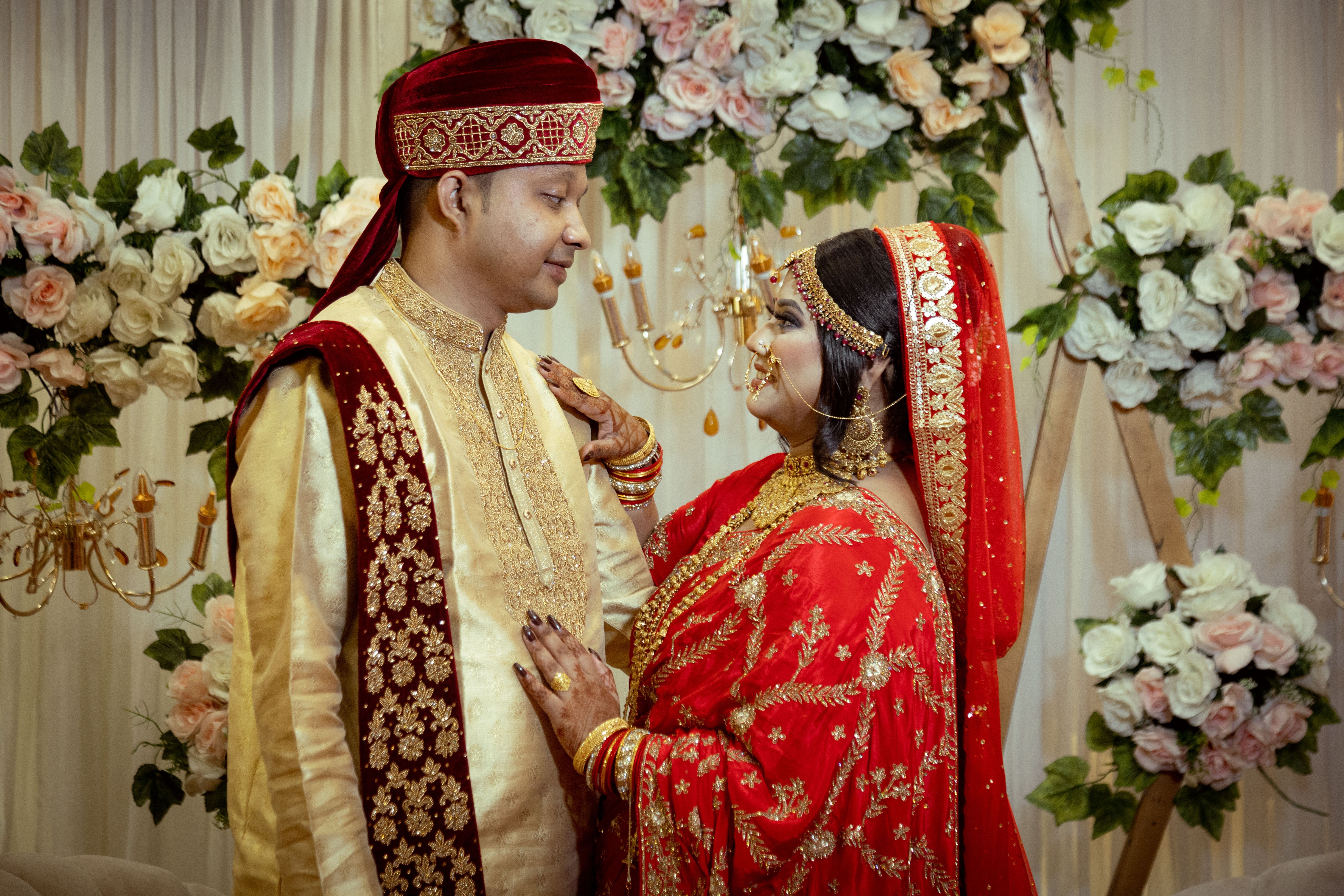 Romantic Wedding Couple in Traditional Clothing · Free Stock Photo