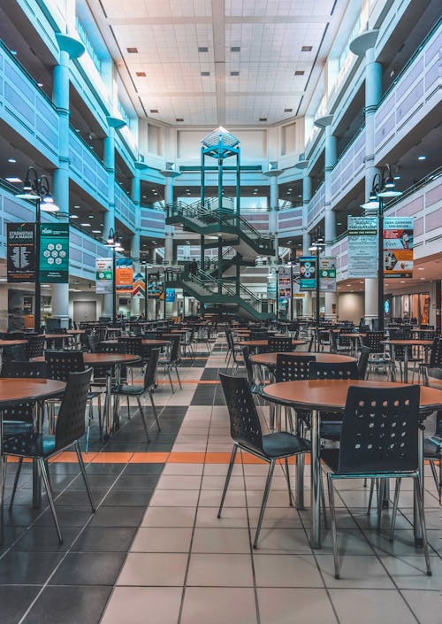 Landscape Photography of the Dining Area of a Food Court