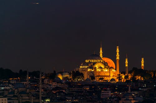 The Famous Suleymaniye Mosque at Nighttime