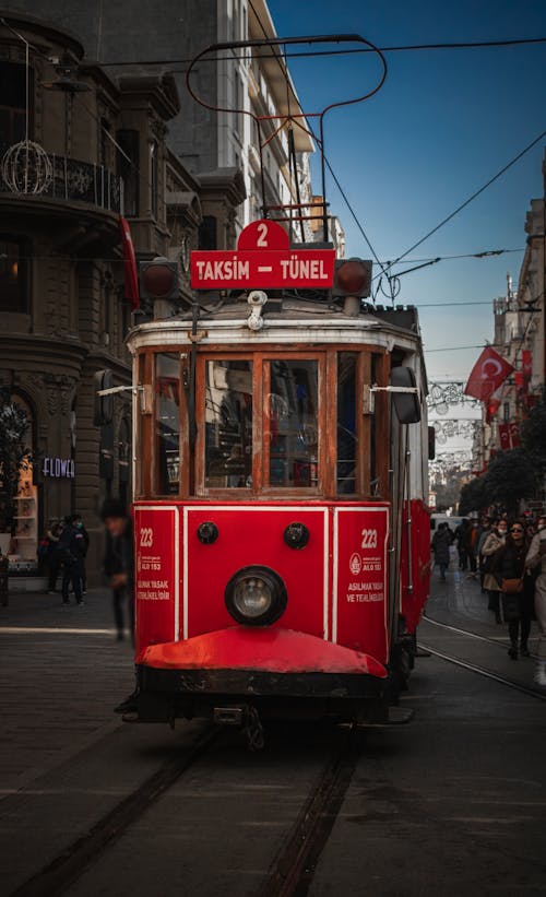 A Red Tram on the Street