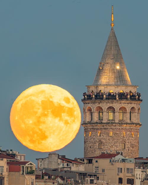 A Full Moon Near the Galata Tower