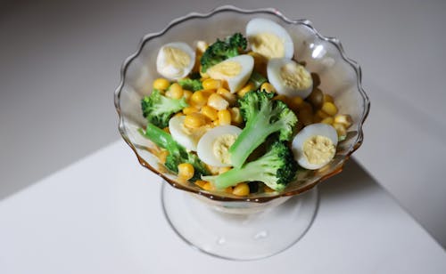 Sliced Broccoli, Corn, And Eggs 