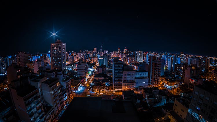 Aerial Photography Of City Buildings During Nighttime

