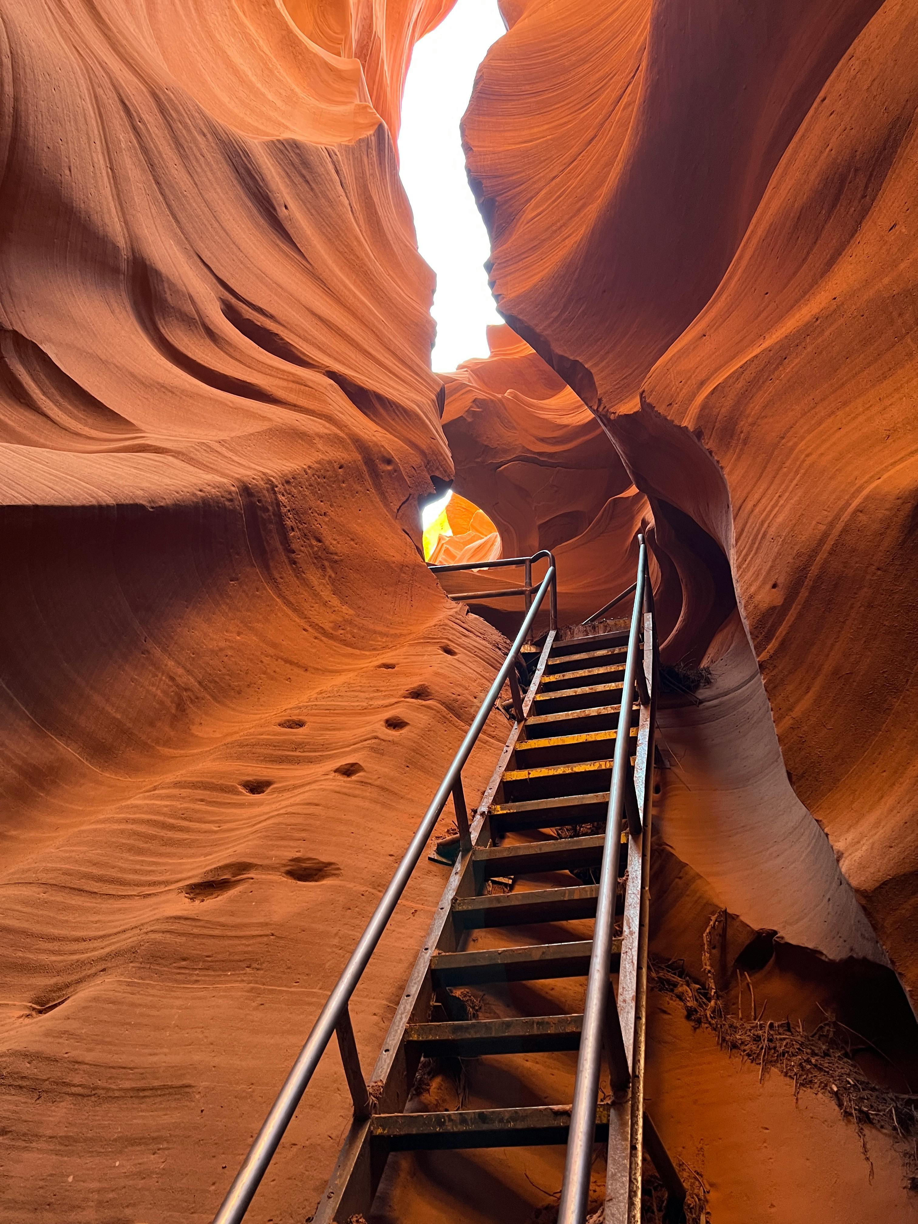 steep stairs in the antelope canyon cave arizona