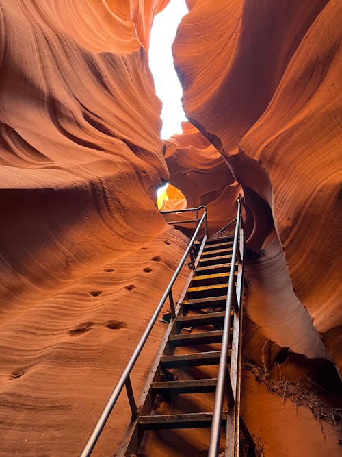 Steep Stairs in the Antelope Canyon Cave, Arizona