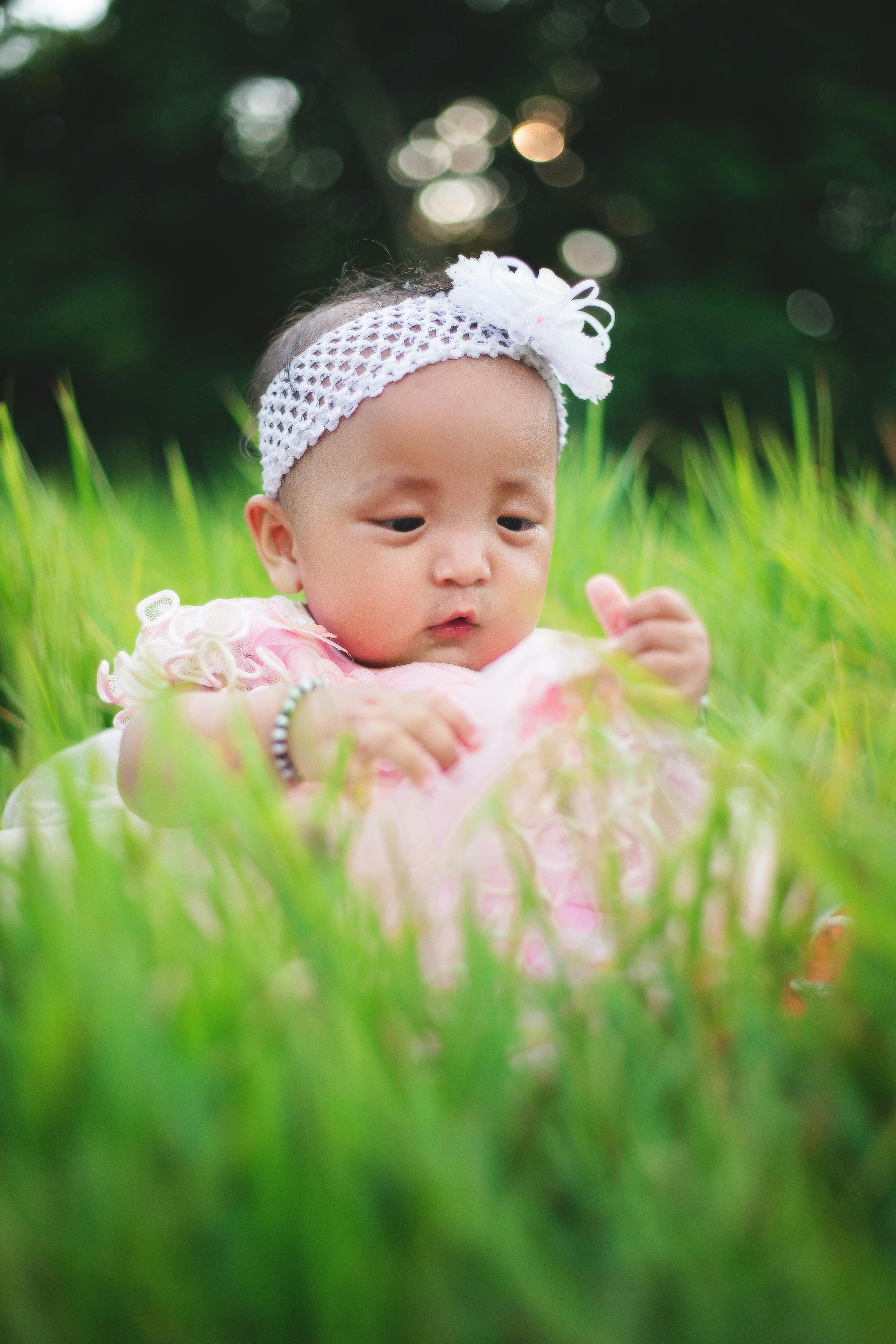 Cute babies in pink on sale dress