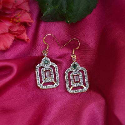 Silver Geometric Drop Earrings
