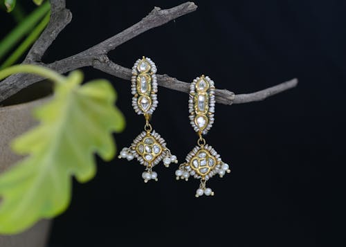 Gold and Diamond Studded Earrings