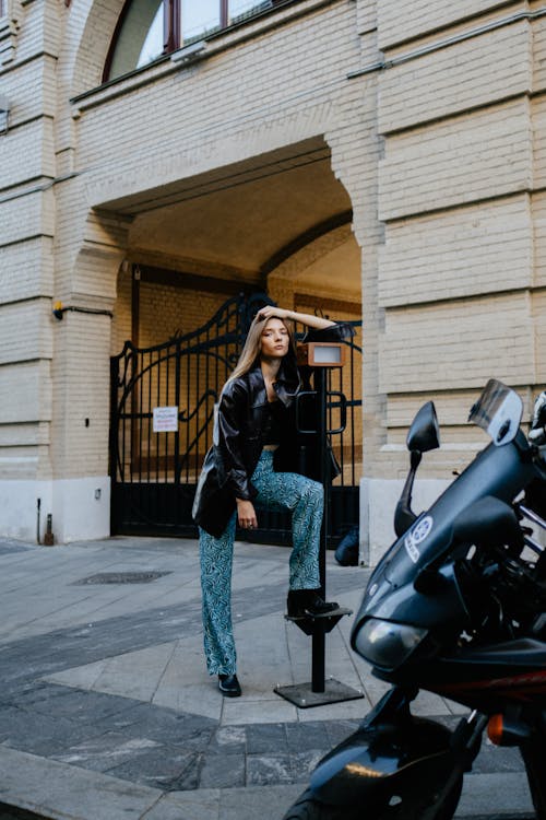 Woman in Leather, Black Jacket