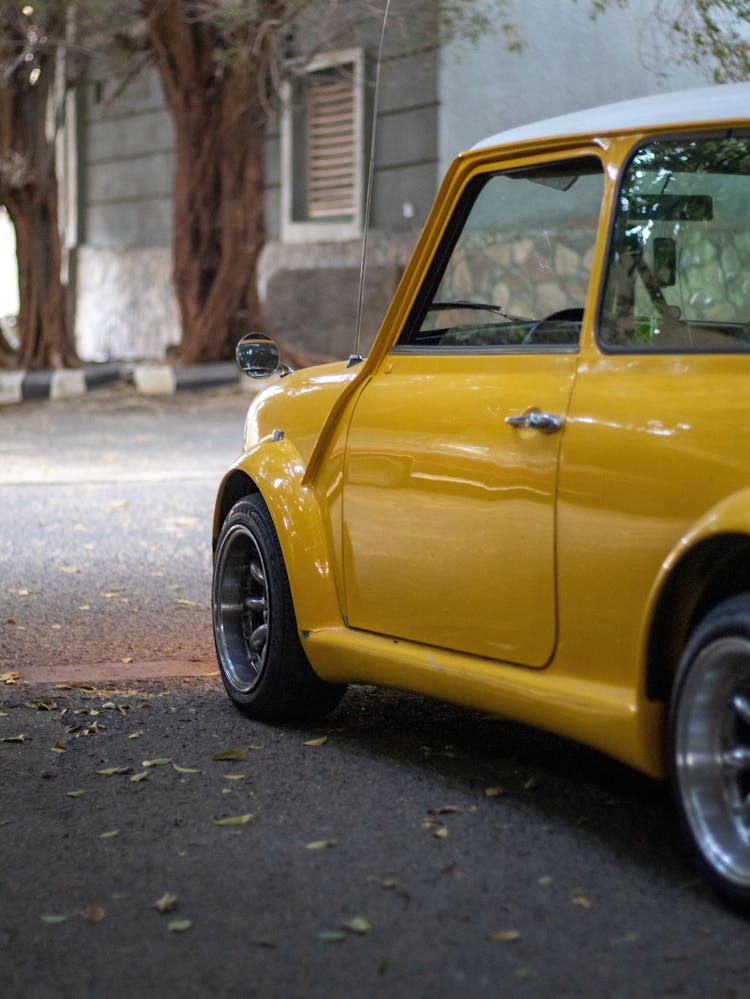 A Yellow Mini Cooper