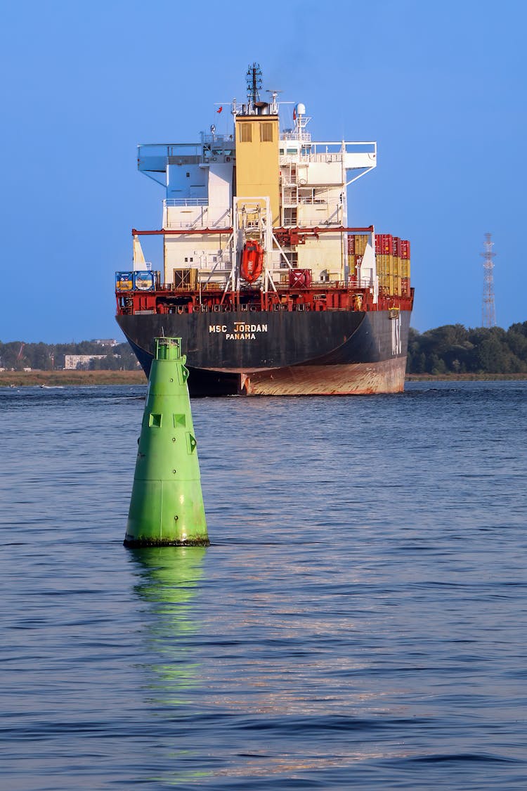 Large Container Ship In The Port 