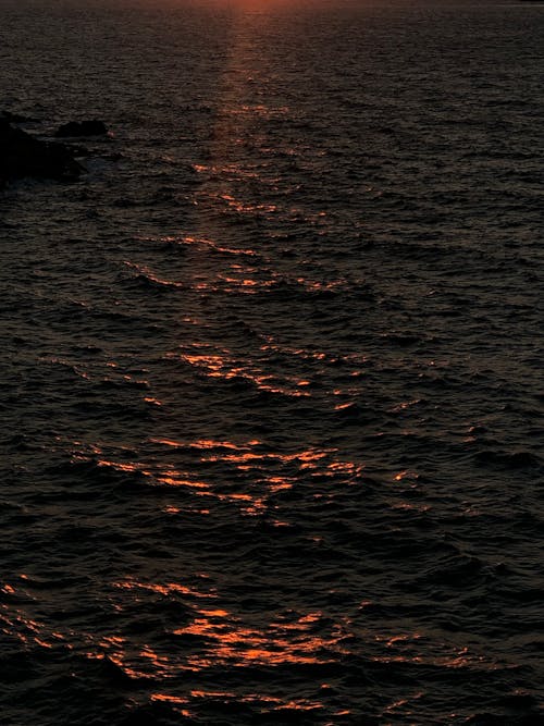 Dark Body of Water During Sunset