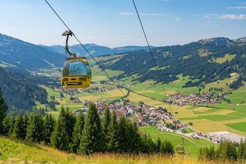 Cable Car over the Tannheimer Tal, Tannheim Mountains, Tyrol, Austria 