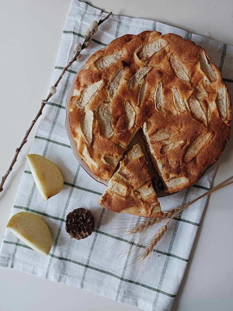 Baked Apple Pie On Plate