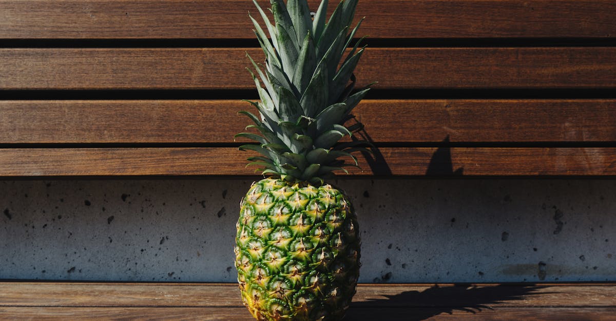 Pineapple on Wooden Bench