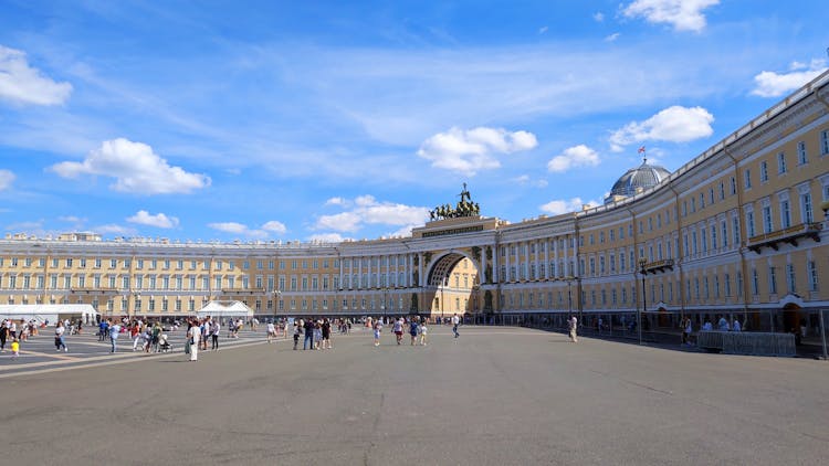 People On Square With Palace