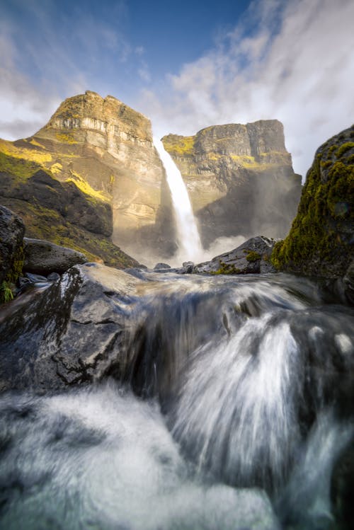 免费 haifoss, 冰島, 垂直拍摄 的 免费素材图片 素材图片