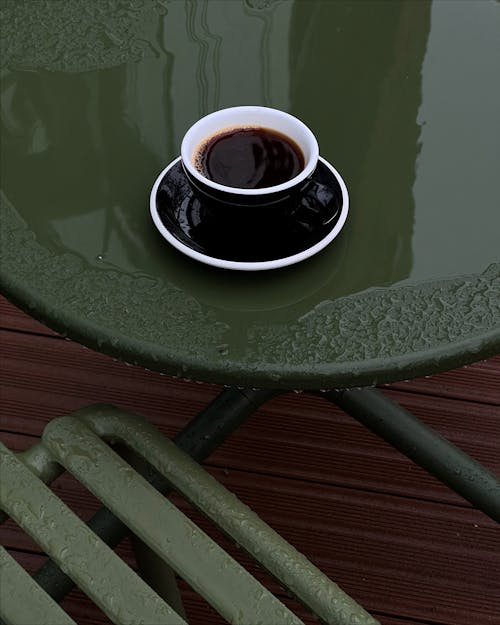 Cup on Saucer on a Wet Table
