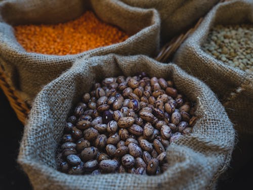 Sacks of Beans and Grains in the Market