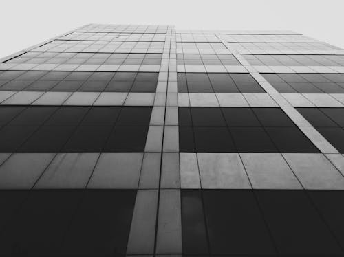 Grayscale Photo of a High Rise Building