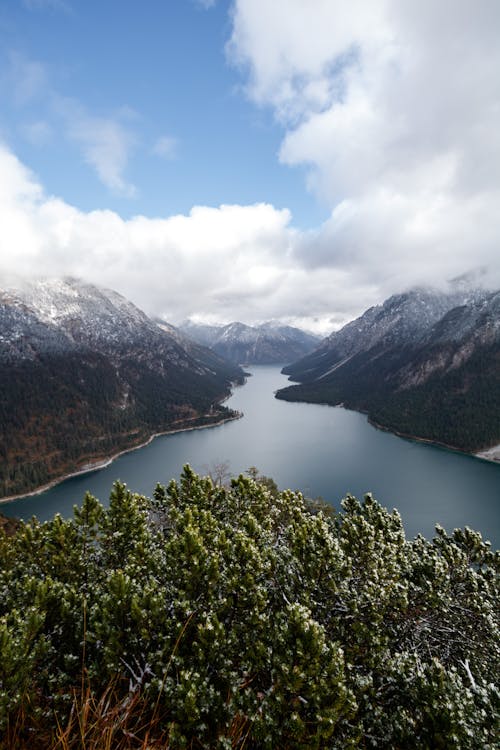 Landscape Scenery of a Lake Between Mountains