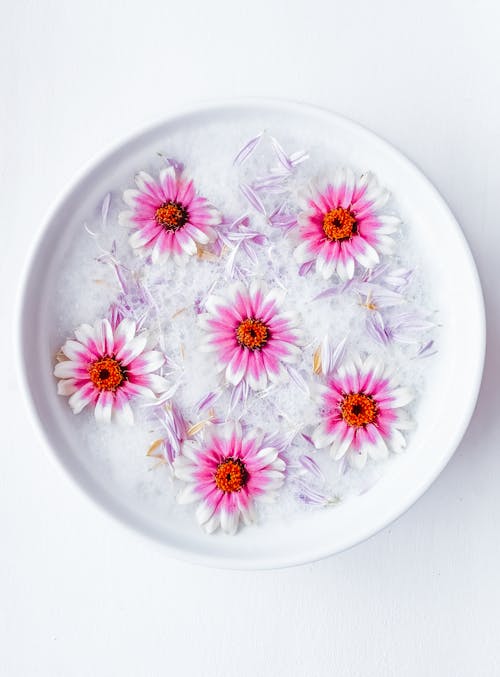 Flowers on a White Plate