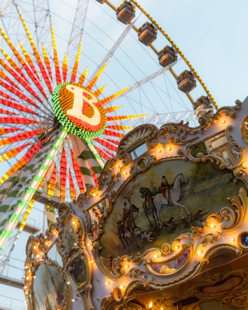 Free Carousel and Ferris Wheel Stock Photo