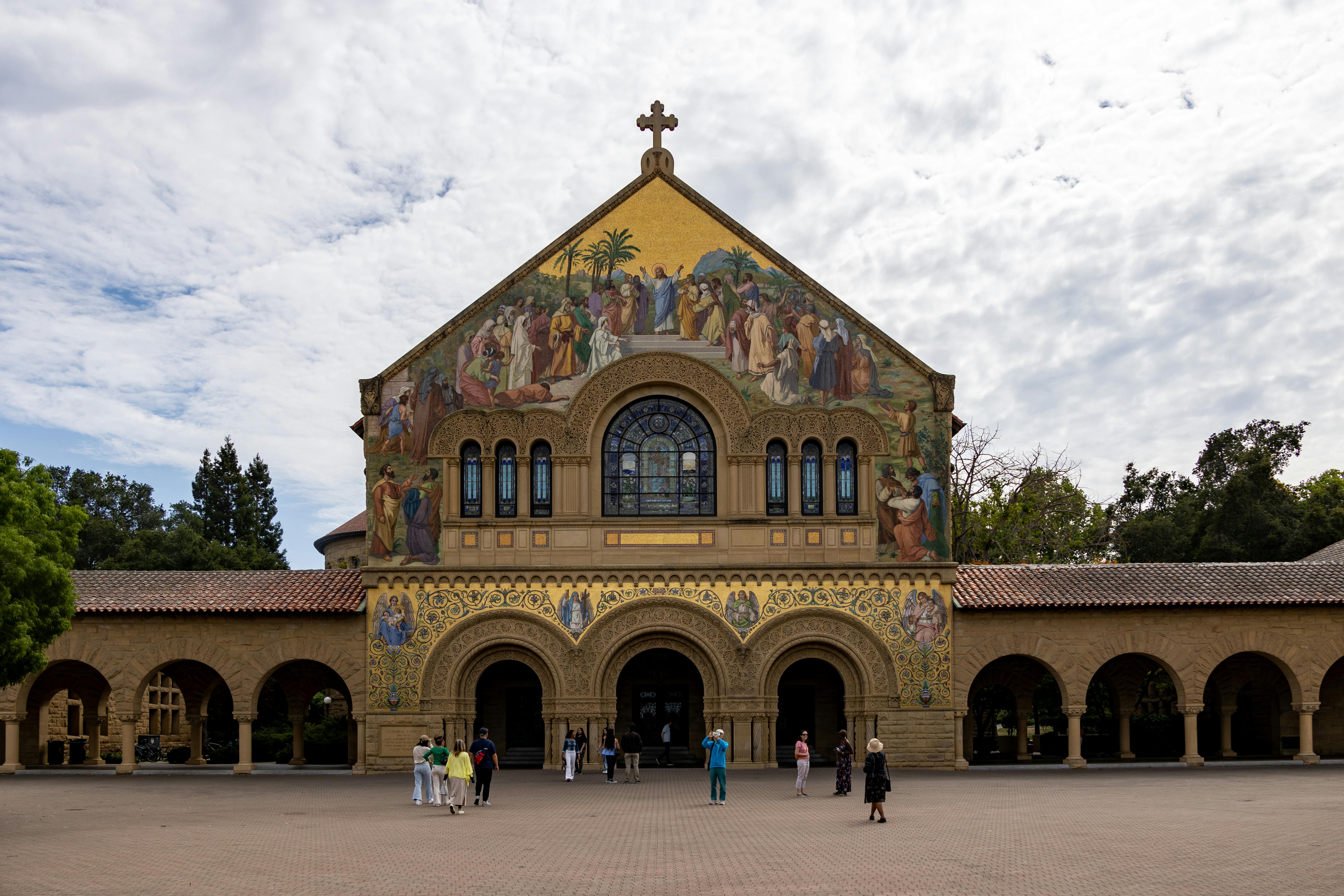 facade of memorial church in stanford