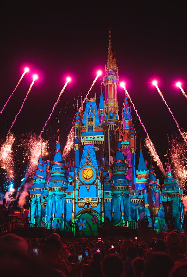 Fireworks Over The Magic Kingdom Castle In Disney World Resort Florida