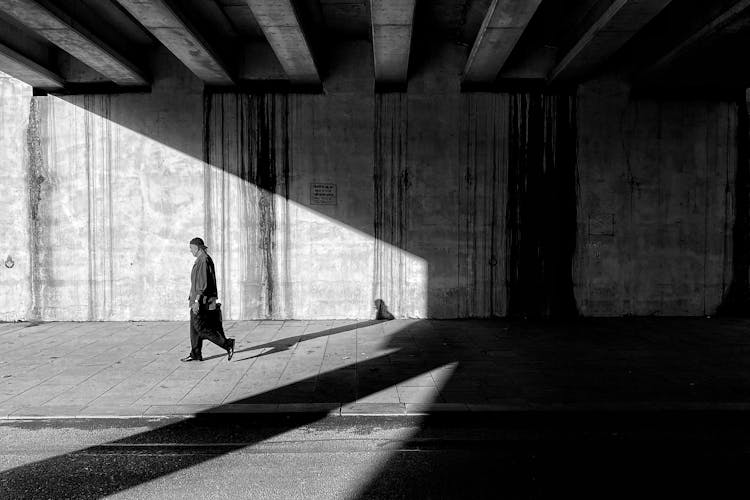 Under Bridge In Black And White