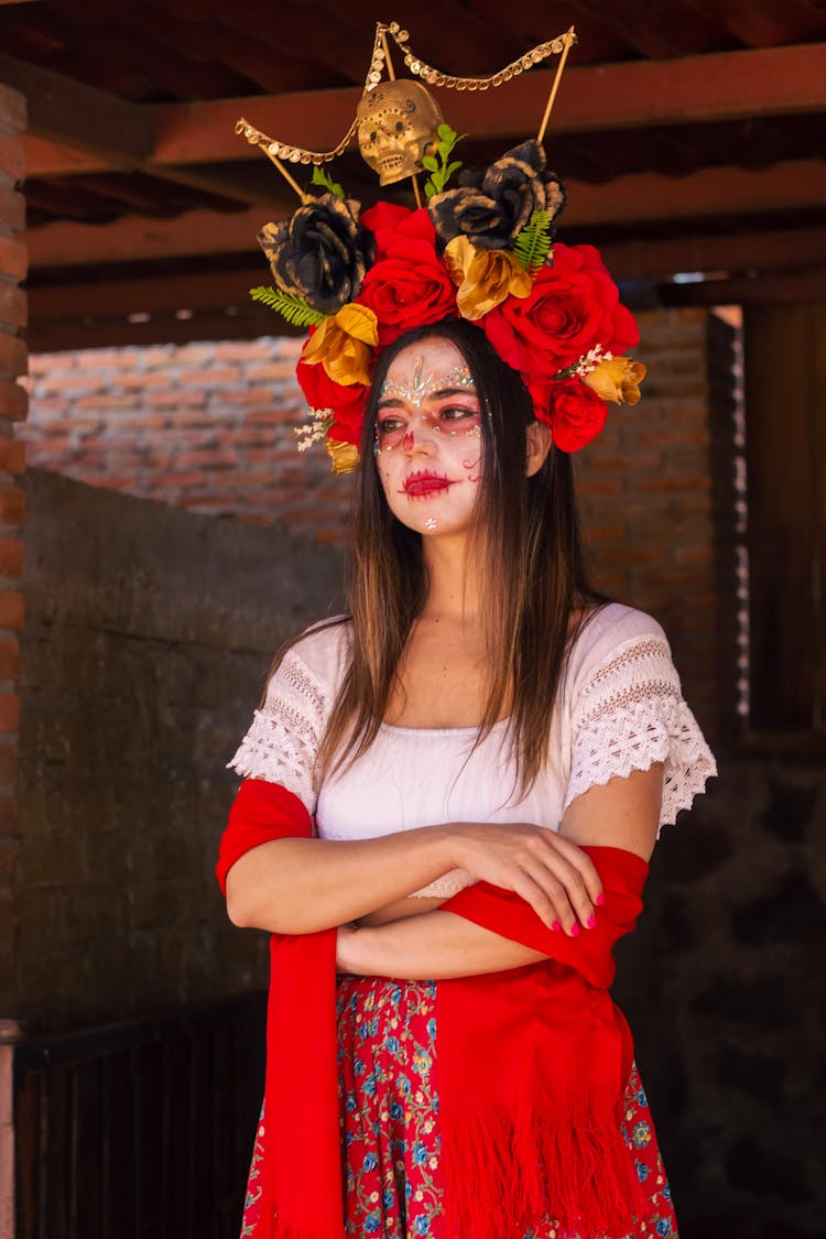 A Wearing Art Makeup And Headdress