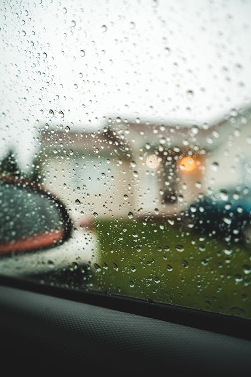 Water Droplets on Car Glass Window
