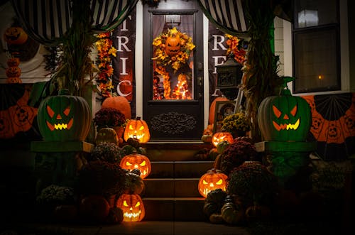 Halloween Decorations in Front of a House