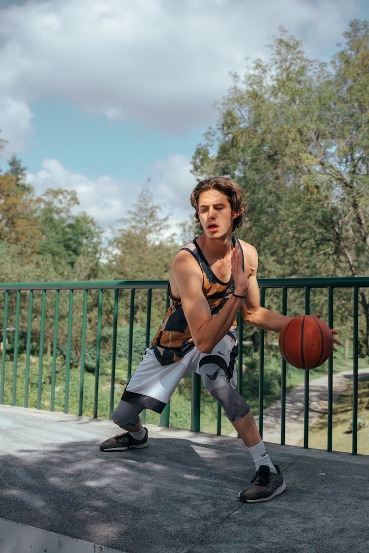 A Man Playing Basketball