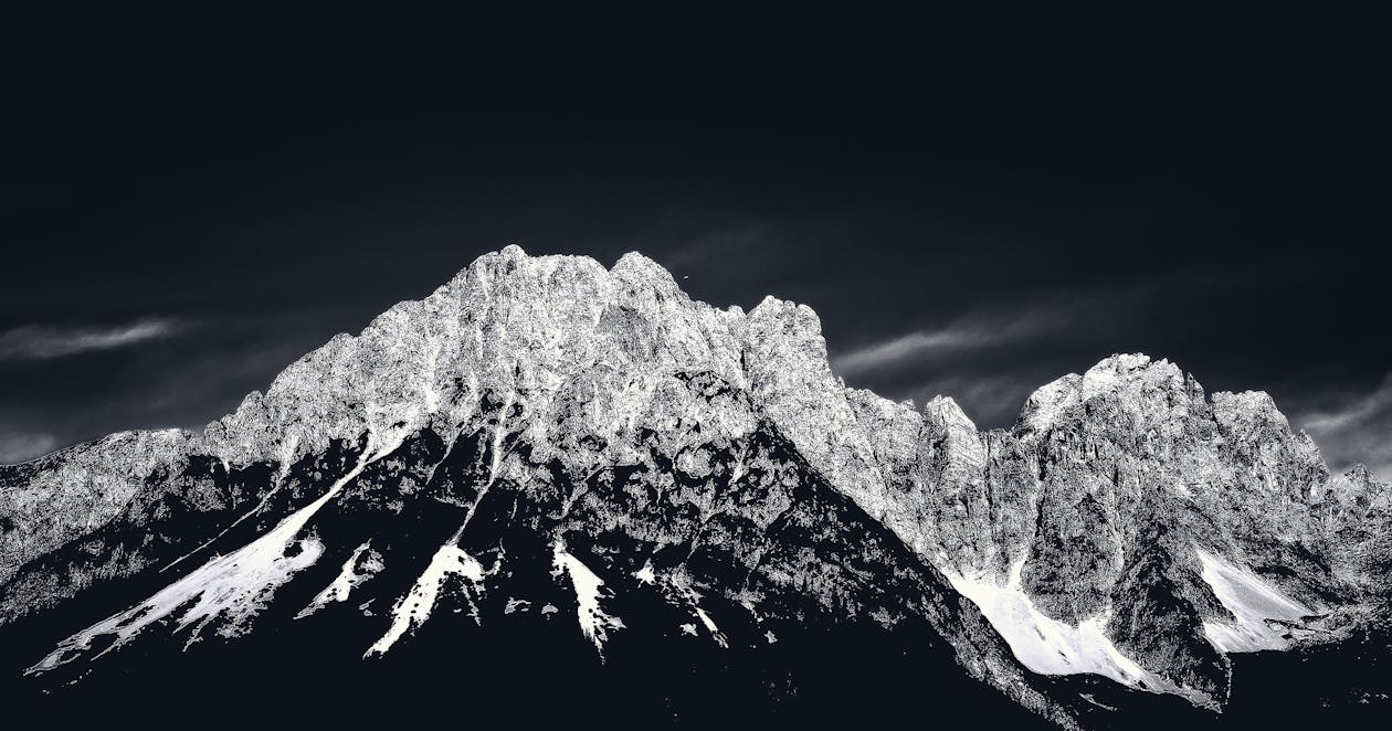 Grayscale Photography Of Mountains