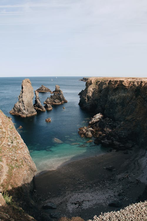 The beach and cliffs are shown in this photo