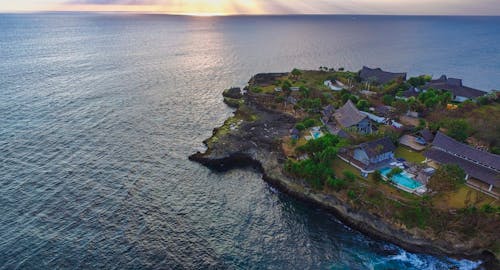 地平線, 島, 房子 的 免費圖庫相片