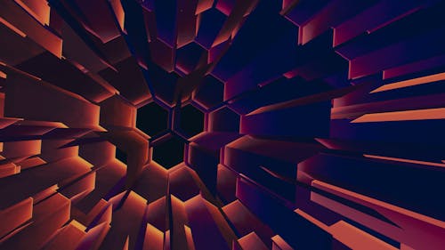 Abstract 3D Render of Geometrical Shapes in Diminishing Perspective