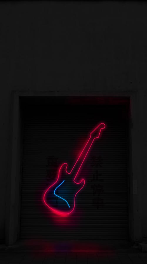Free stock photo of electric guitar, music, neon Stock Photo