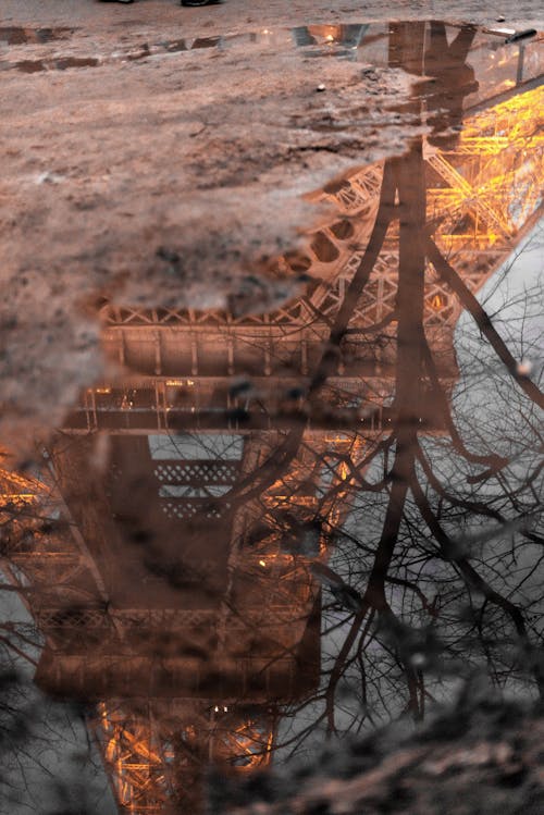 Eiffel Tower Reflection from a Puddle