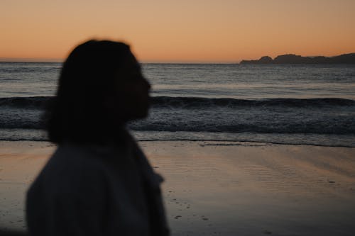Silhouette of a Person by the Sea