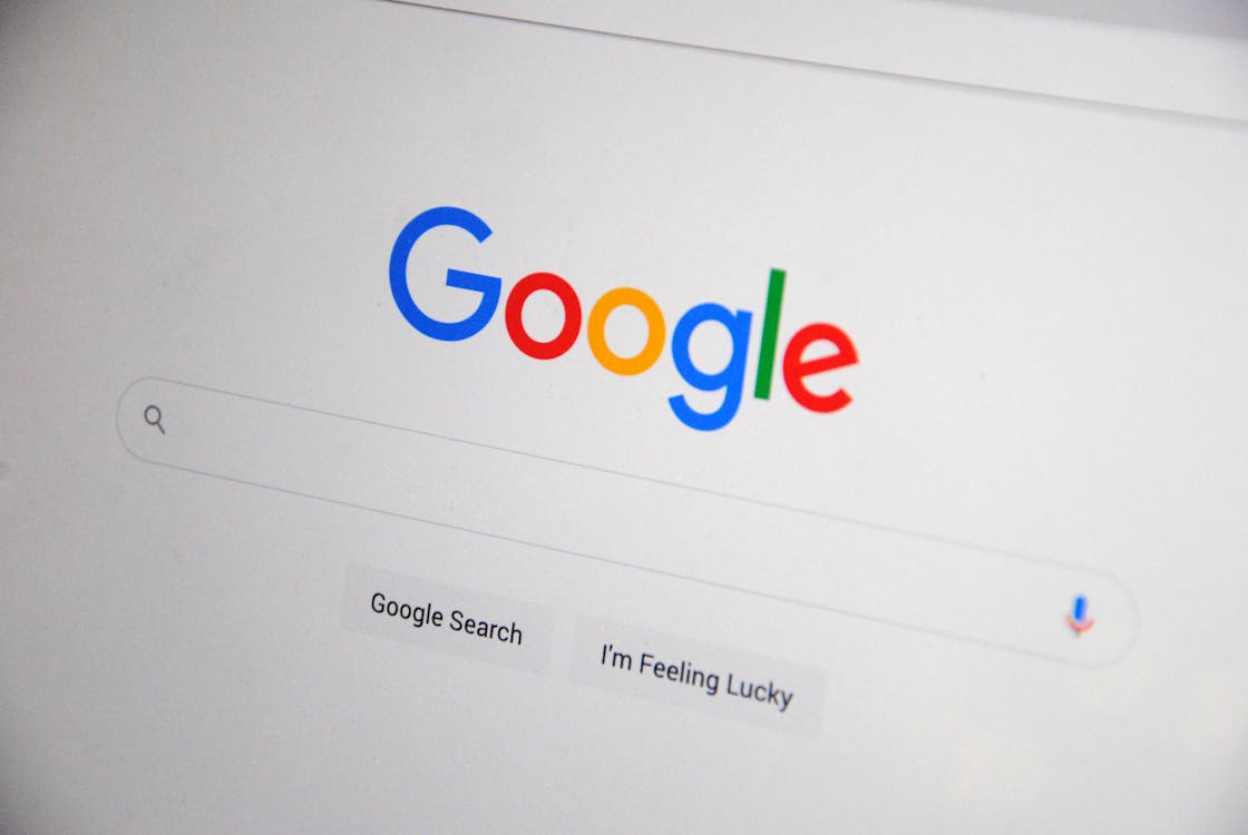 Free Google Search Engine on Screen Stock Photo