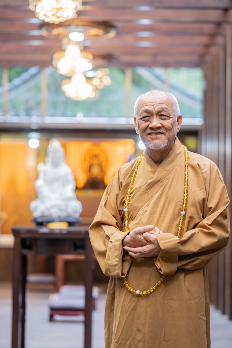 Portrait Of A Monk In A Temple