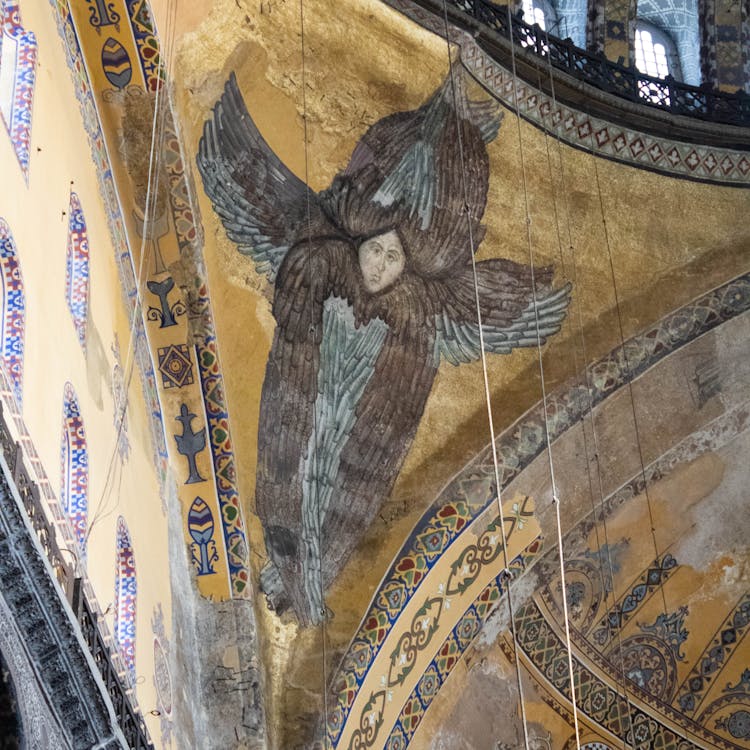 Fresco Of A Seraph In The Hagia Sophia In Instabul, Turkey